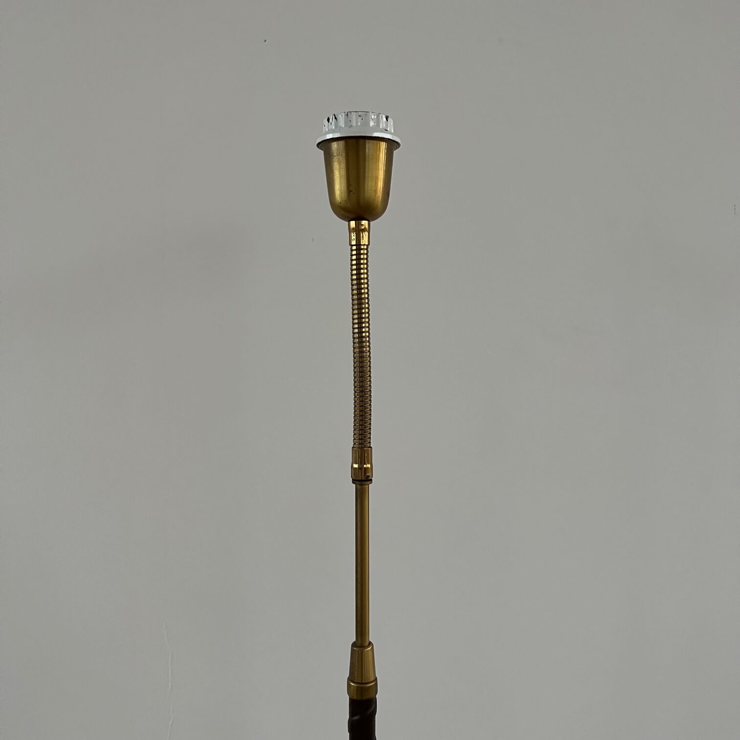 Danish Mid-Century Leather and Brass Adjustable Floor Lamp