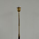 Danish Mid-Century Leather and Brass Adjustable Floor Lamp