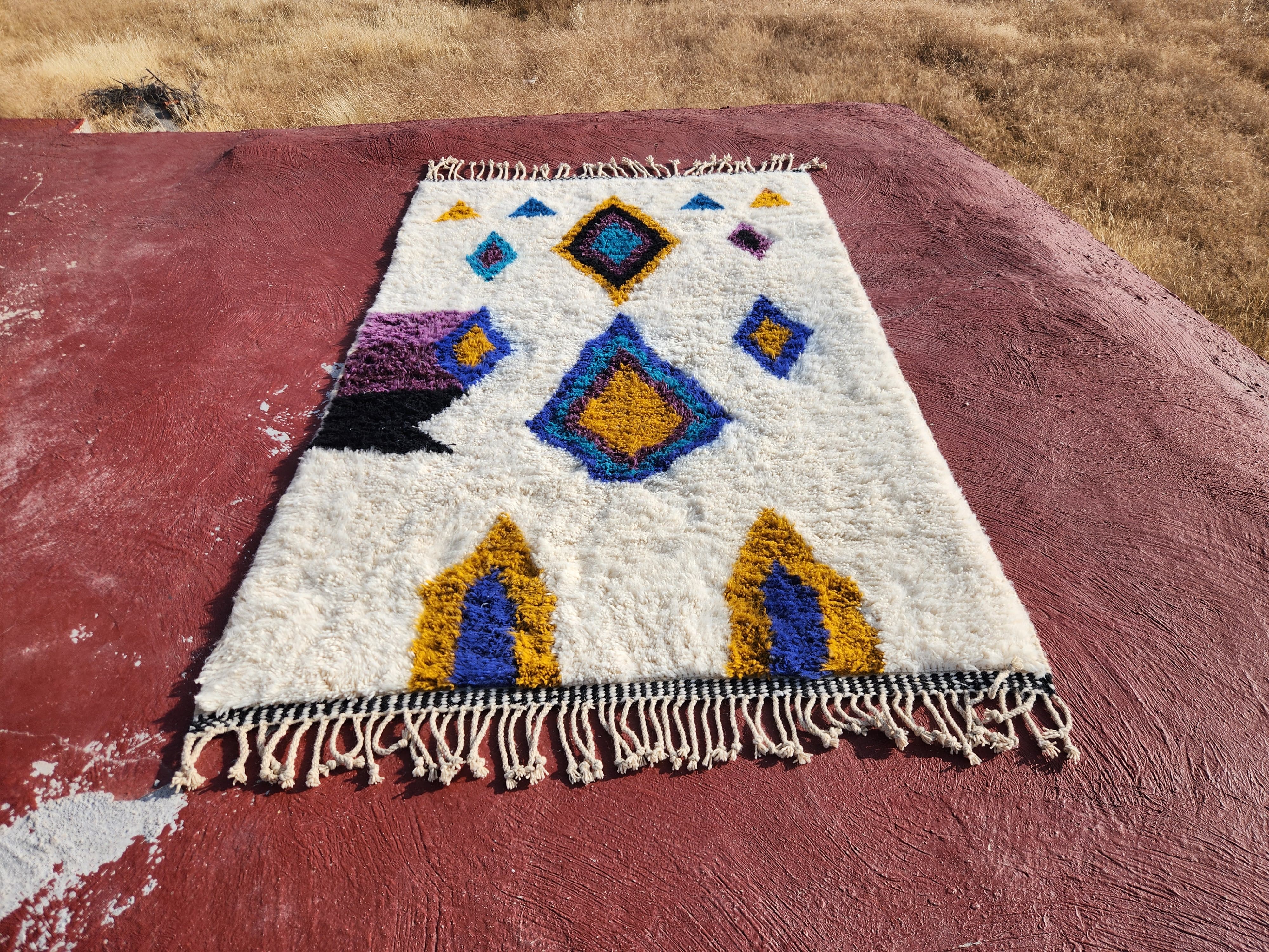 Beni Ouarain rug 250x150 cm in natural wool – Moroccan Berber rug