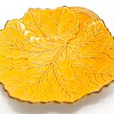 Yellow leaf plate and gilding in slip from Poet Laval