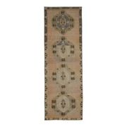1970s Turkish Oushak Handmade Wool Cotton Orange Runner Rug 137x404