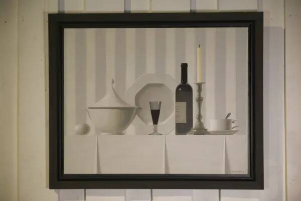 Oil painting still life The Glass of Wine by Nicolas Watine 1980