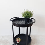 Vintage bar table, black plastic, round table, 70s, Simo, made in Italy