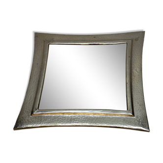 Modern Square Moroccan Mirror In Hammered Metal