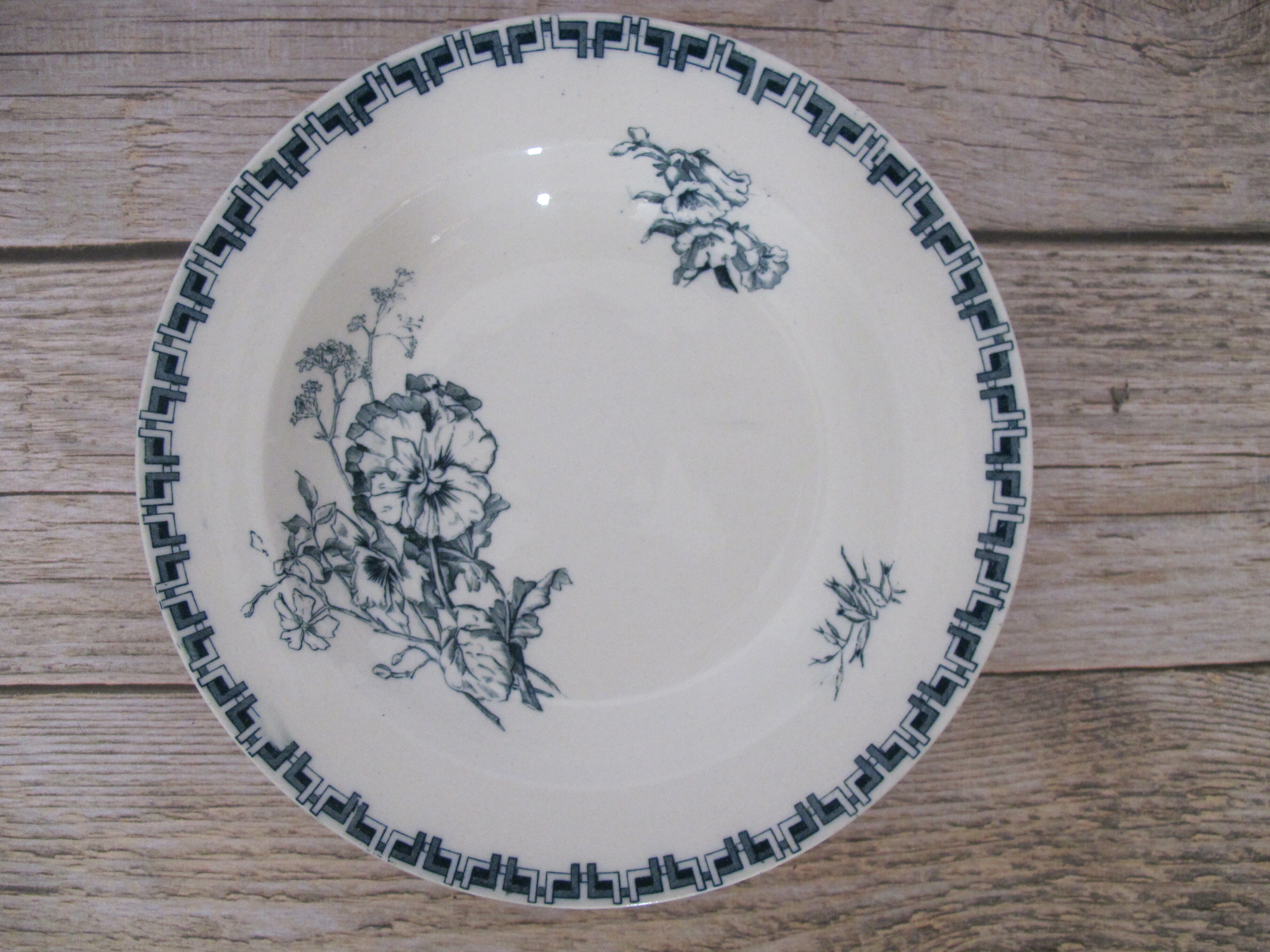 Set of 4 hollow plates in Iron Earth of Sarreguemines, model "Linnée".