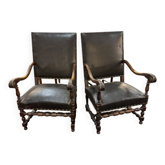 Pair of Louis XIII armchairs