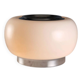 Lampe de table vintage en aluminium et verre blanc, design Italie, années 1970