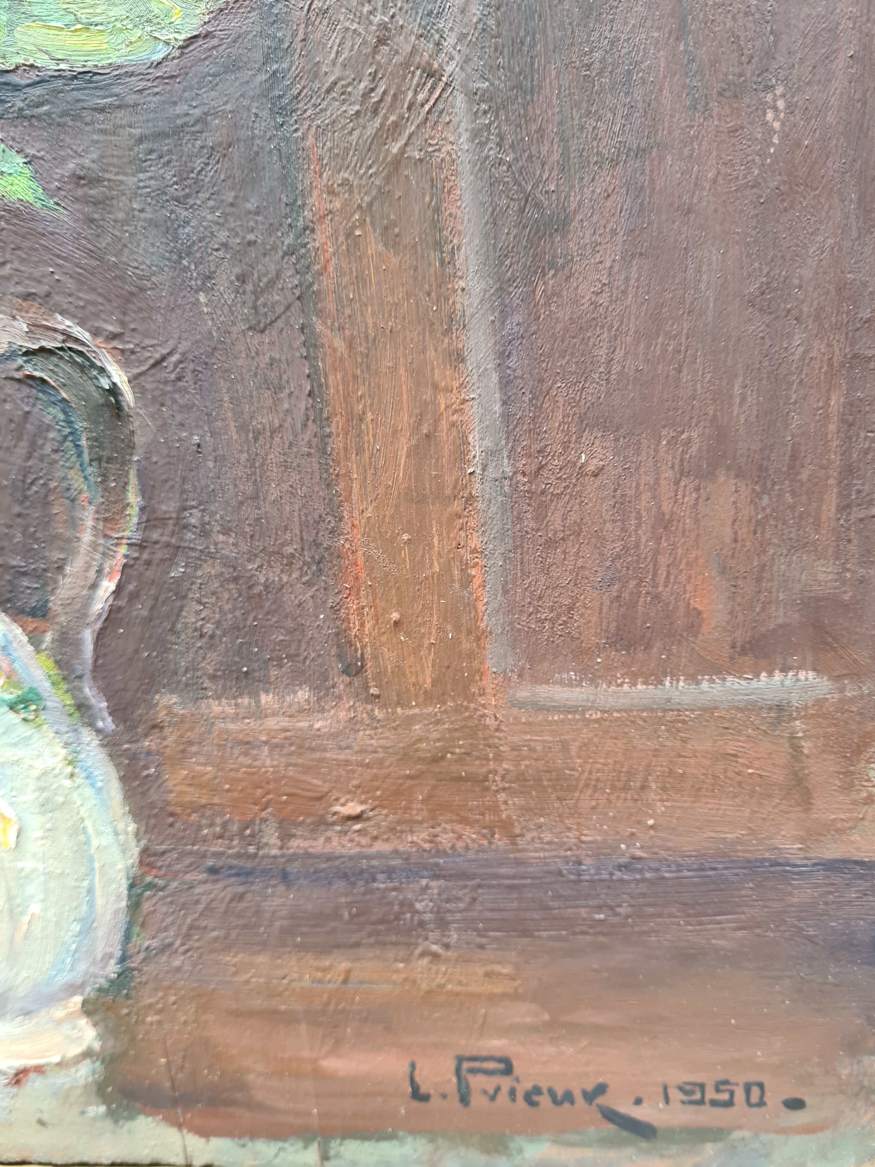 Bouquet of flowers Oil on panel of L. Prior