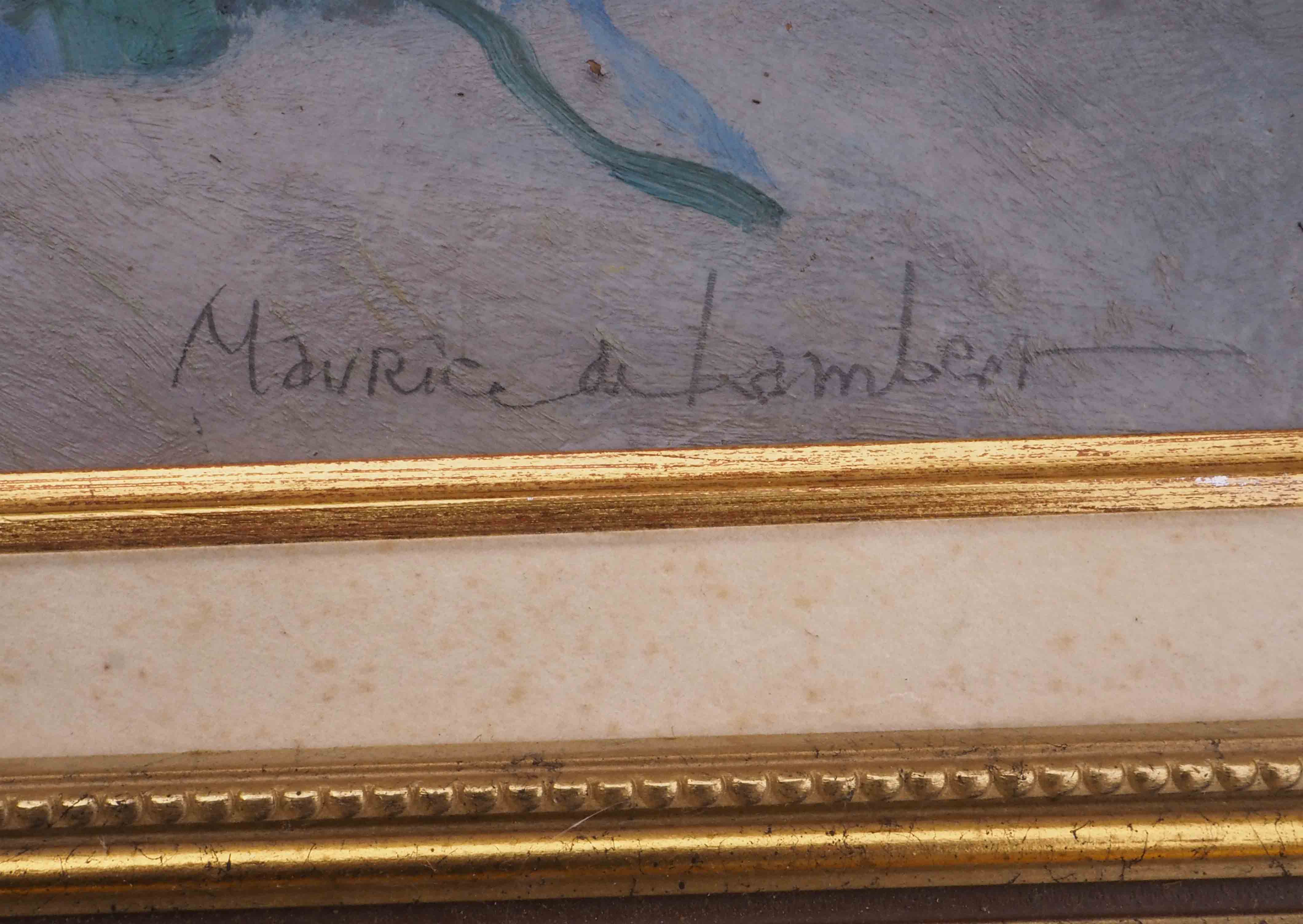 Painting fruit cup by maurice de lambert (1873-1952)