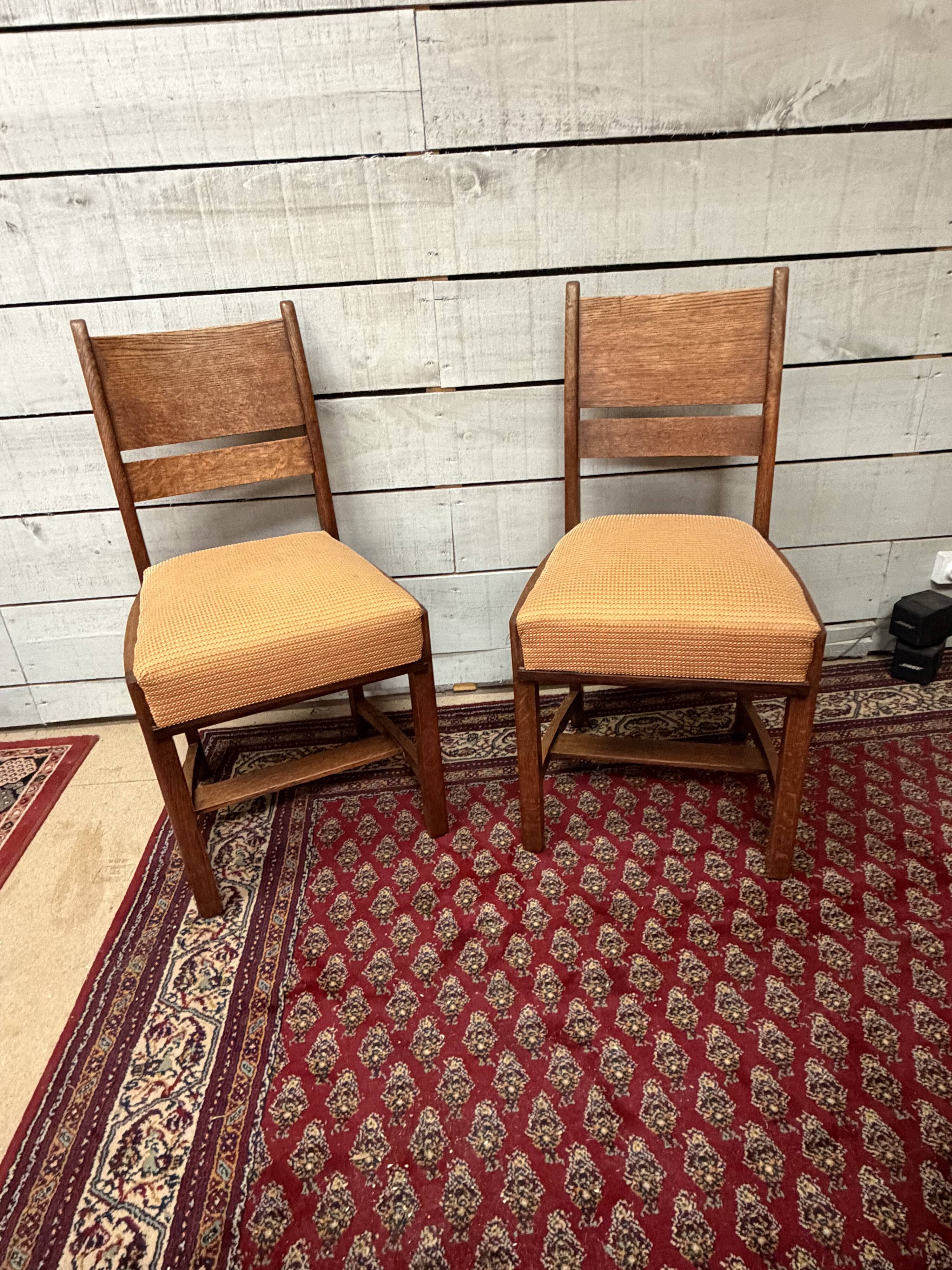 Pair of oak chairs in Art Deco design, Netherlands.