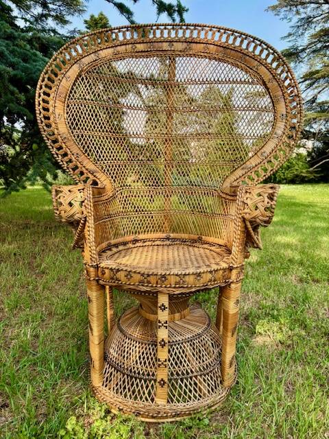 Emmanuelle armchair, Peacock model, 1970s vintage