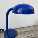 Articulated blue metal bedside lamp
