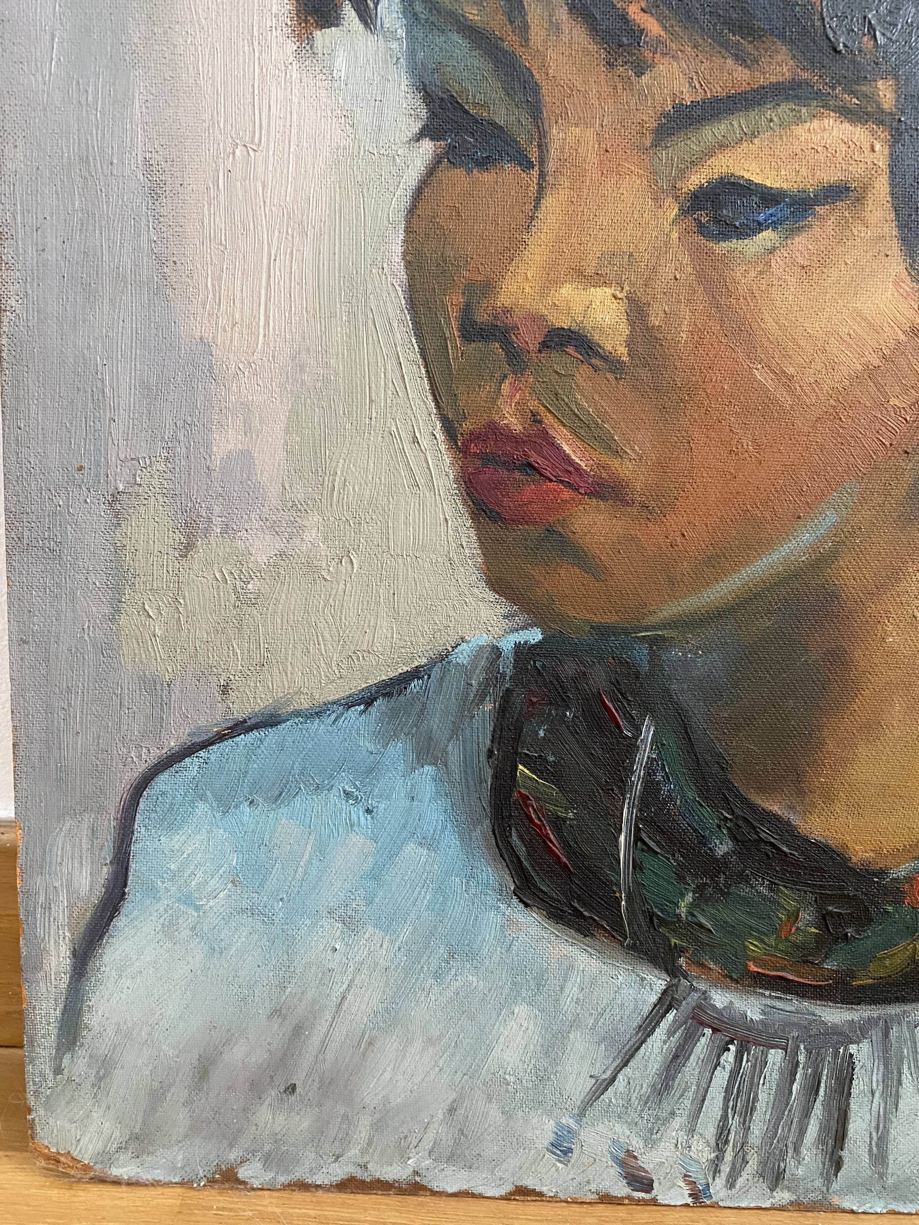 Portrait of a woman in oil on panel