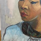 Portrait d’une femme à l’huile sur panneau
