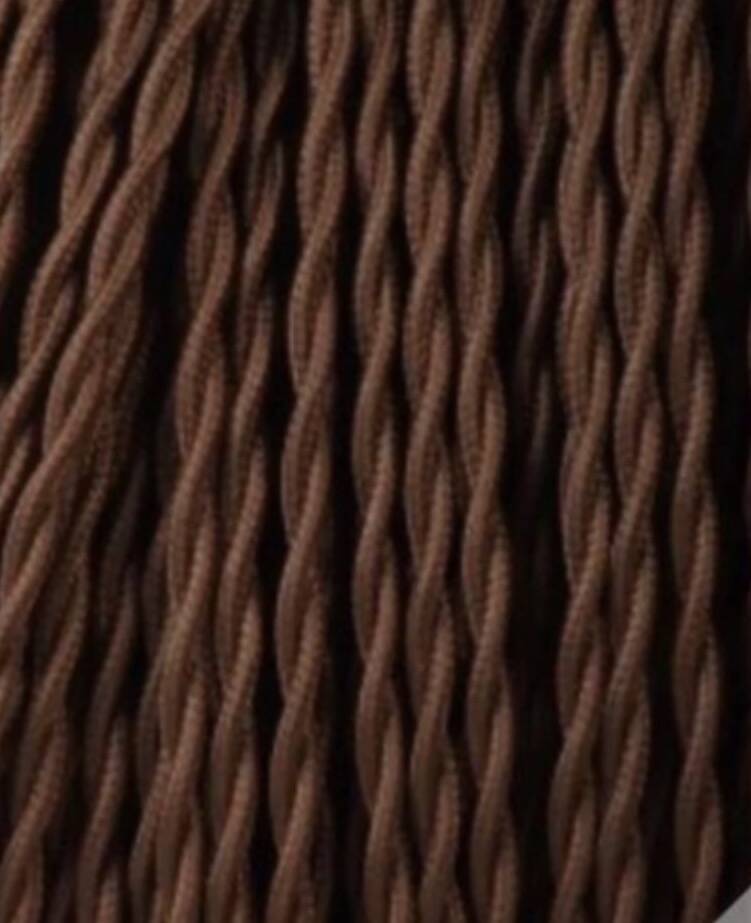 1970s wrought iron lamp, new 2m fabric cable, lampshade.