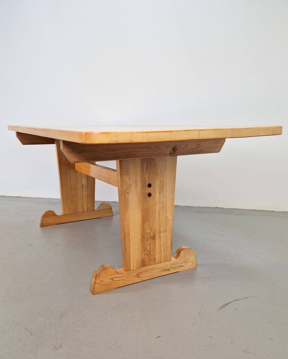 Vintage Danish Dining Room Trestle Table in Elm, 1960