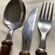 Set couverts 36 pièces manches en bois et inox , années 70