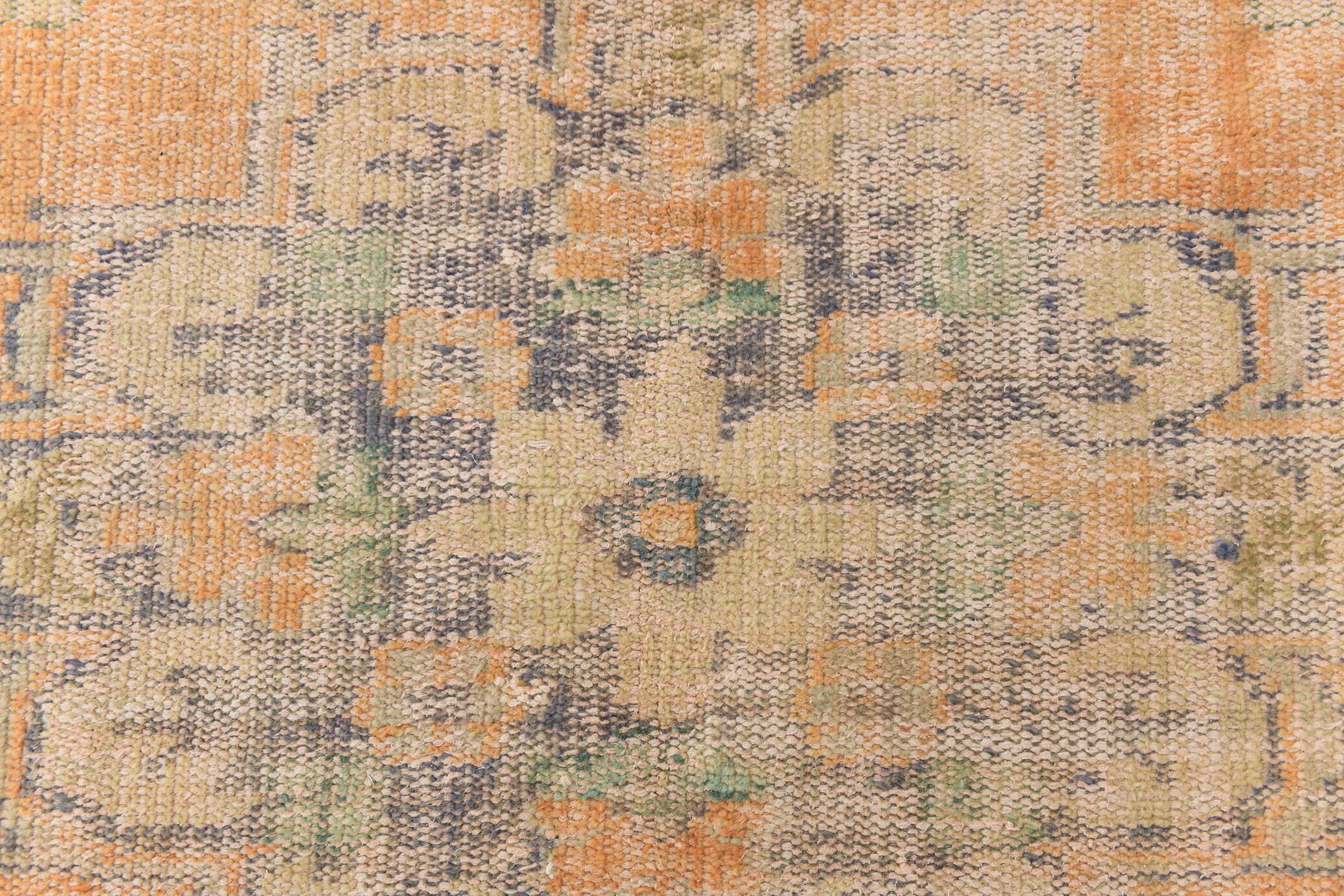 6x10 Turkish Light Orange Cream Vintage Rug, 195x313Cm