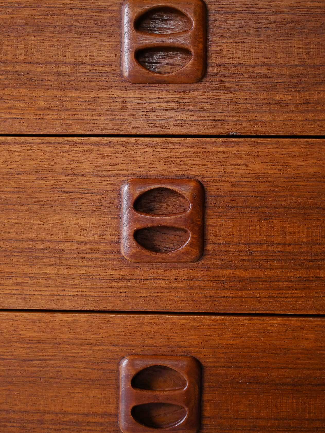 Vintage Scandinavian Teak Sideboard with Striking Grain