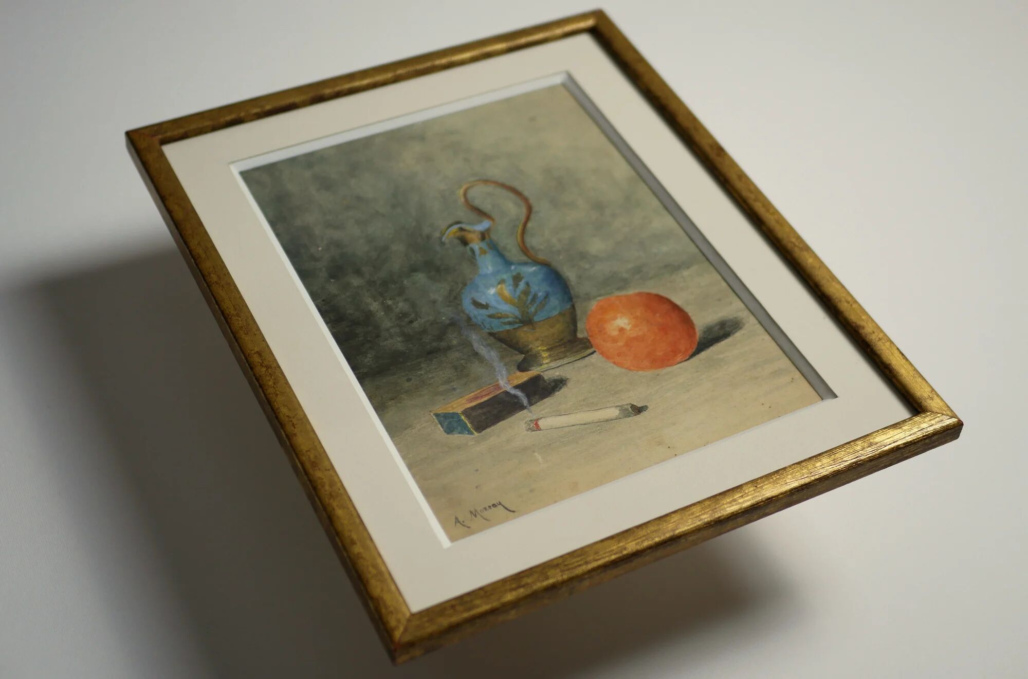 Still life with a cigarette - Painting signed A. Moreau