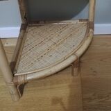 Bamboo and rattan corner shelf