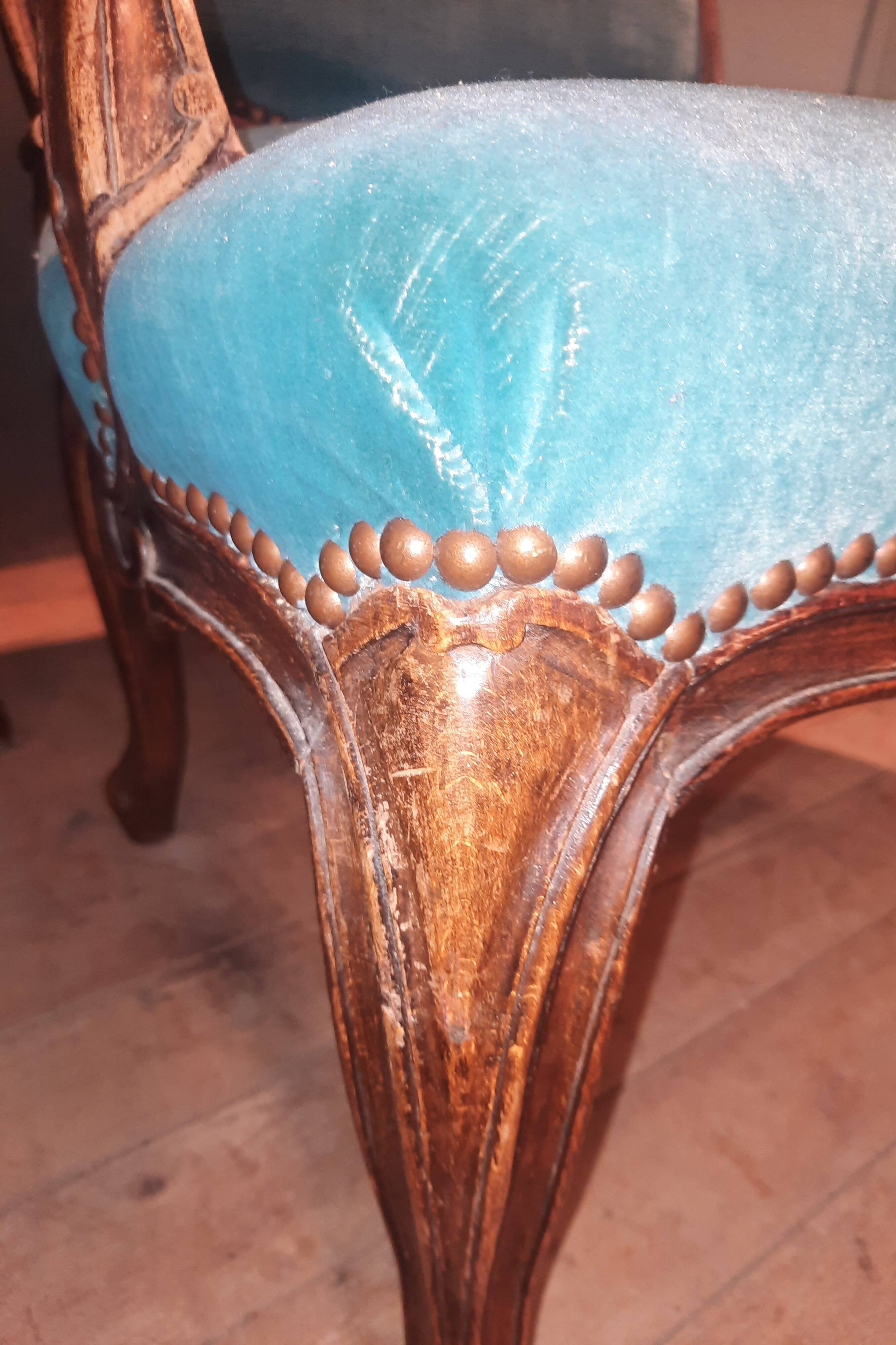 Pair of large armchairs in Louis XV style from the 19th century.