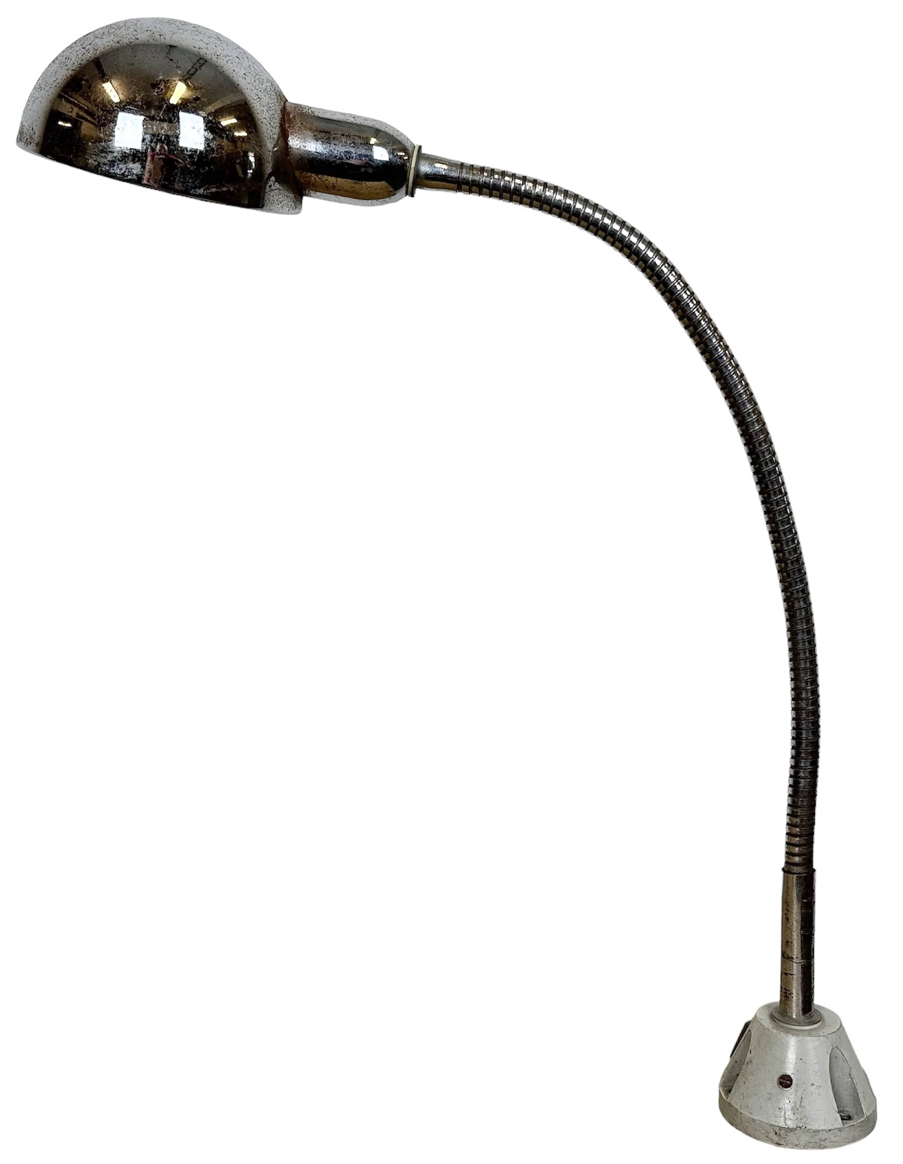Vintage Chrome Italian Gooseneck Table Lamp, 1960s