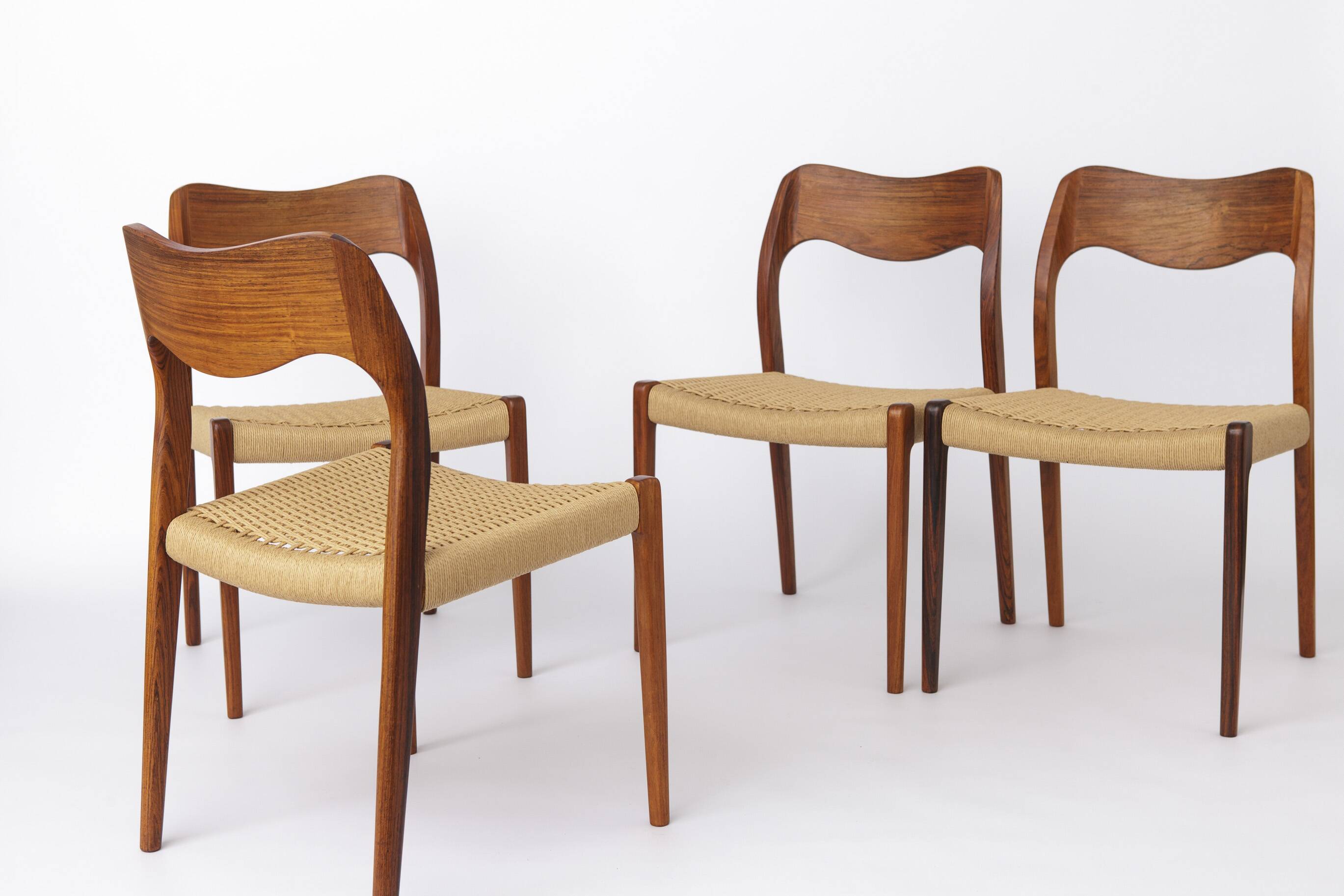 4 of 6 Niels Otto Møller Model 71 Chairs, 1960s Danish Mid Century Rosewood