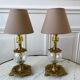 Pair of table lamps in bronze and glass early twentieth century