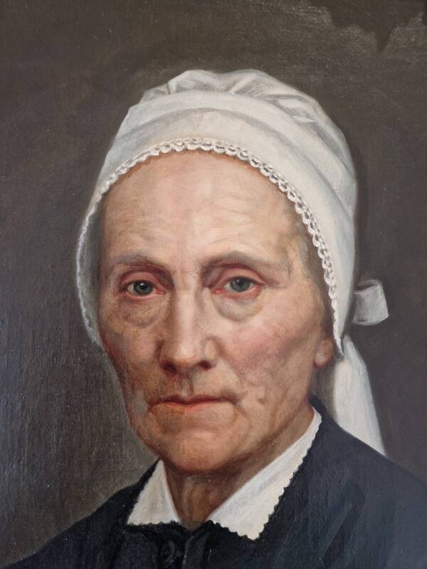 Charles Gislain (1826-1904) - Oil on oval canvas, Portrait of a Woman, 1887