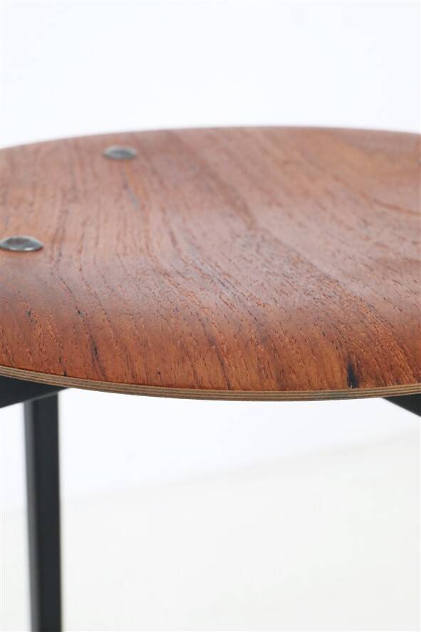 Extraordinary Danish workshop stool / fully restored / teak / steel / mid-century modern design / industrial / 1960s