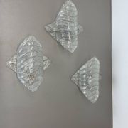 Set of 3 Murano Ice Glass Wall Lights/Sconces by FISCHER Leuchten, Germany, 1970
