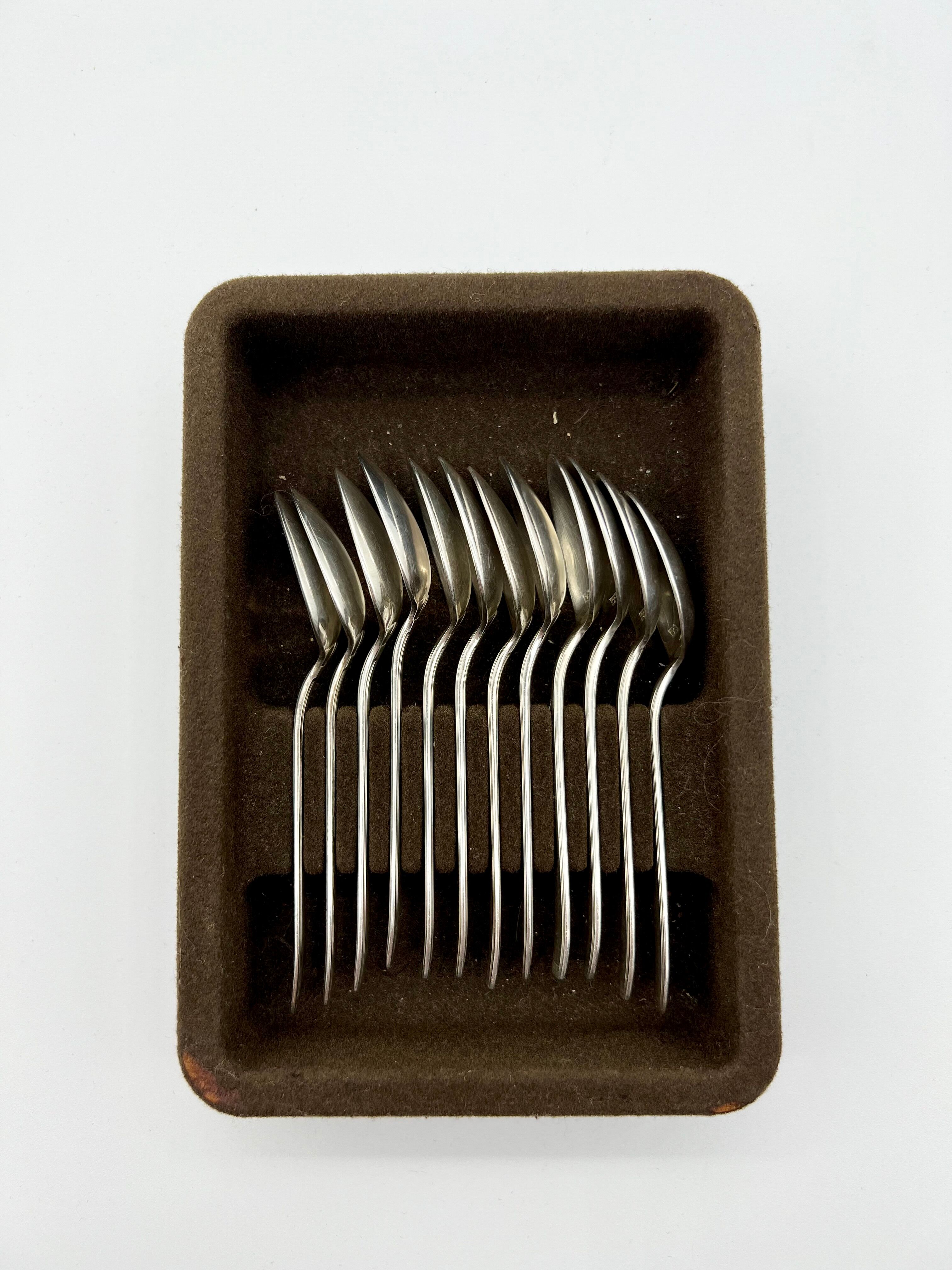 Ercuis 12 small teaspoons coffee dessert model carthage silver metal