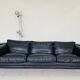 Vintage Danish black leather canapé by Mogens Hansen from the 1960s.