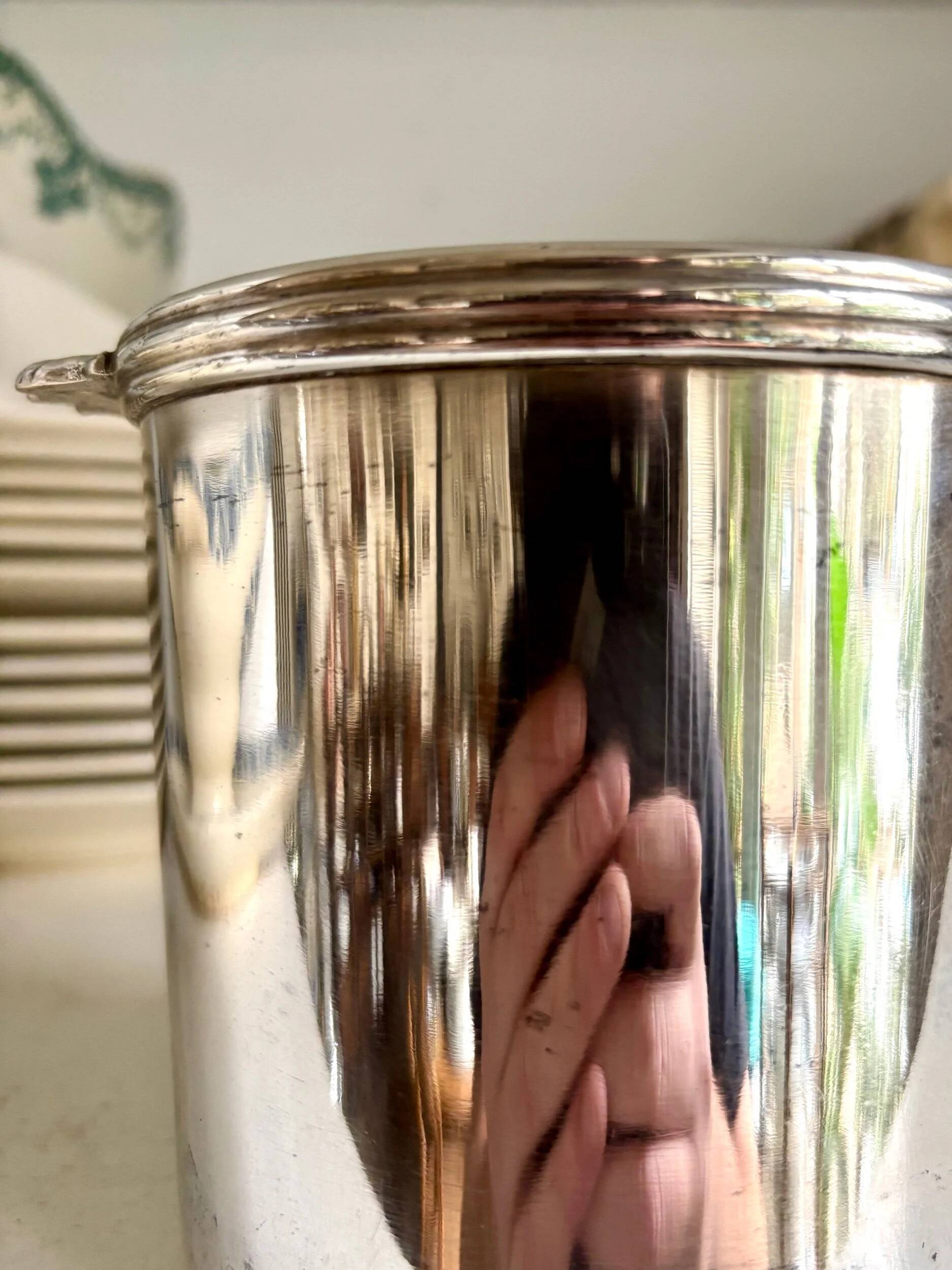 Rafraîchissoir à bouteille en métal argenté
