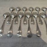 12 silver plated soup spoons by Christofle with Louis XVI ribbons
