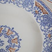 Set of 9 flat plates of Longwy Rouennais motif