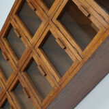 Vintage dutch oak haberdashery shop cabinet / vitrine drop down doors, 1930s