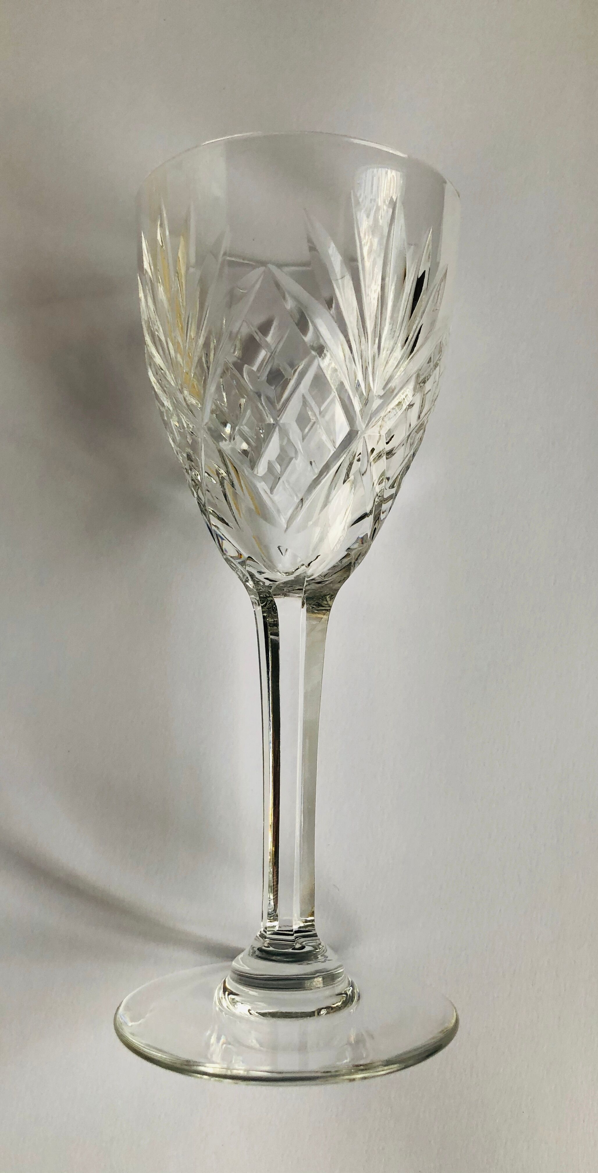 Set of 6 crystal white wine glasses from St. Louis Chantilly style
