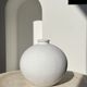 Handcrafted terracotta ball vase painted white H:24 D:26