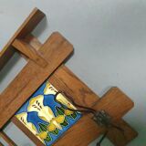 Art Nouveau wall coat rack with tiles