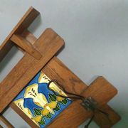 Art Nouveau wall coat rack with tiles