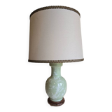 Celadon lamp with opaline 2 lights