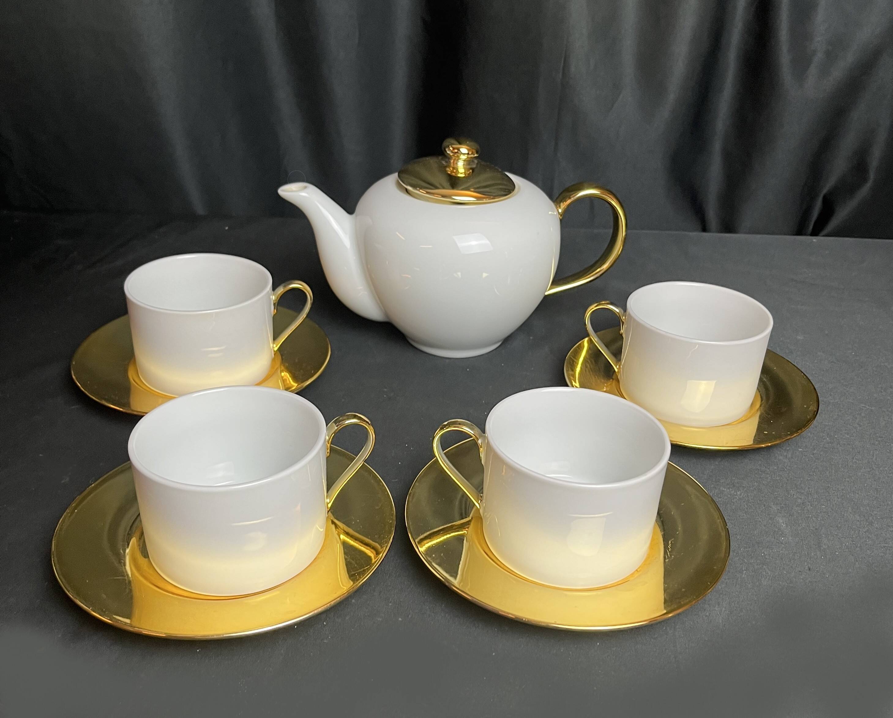 Tableware coffee and tea service 5 pieces Geneviève Lethu 20th century