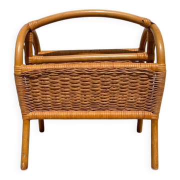 Basket / vintage rattan magazine rack