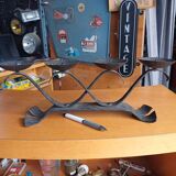 Candle holder with 4 lights in handcrafted wrought iron - Brutalist style