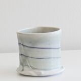 Handcrafted glazed ceramic mug, signed