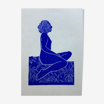 Linogravure Linocut Femme