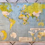 School map of the world / political and physical planisphere 60s