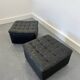 Grands poufs suisses en cuir gris patiné de De Sede, années 1970, lot de 2